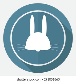 hare icon on white circle with a long shadow