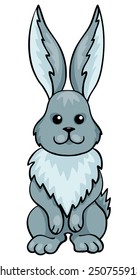 Hare isolated on white. Vector cartoon illustration.