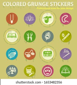 hare krishna colored grunge icons with sweats glue for design web and mobile applications