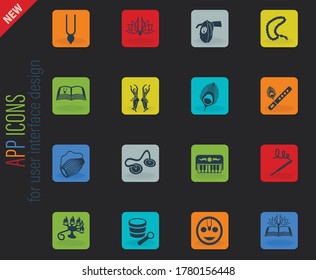 hare krishna vector color web icons on dark background for user interface design