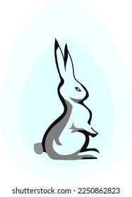 hare linear drawing with paint stains