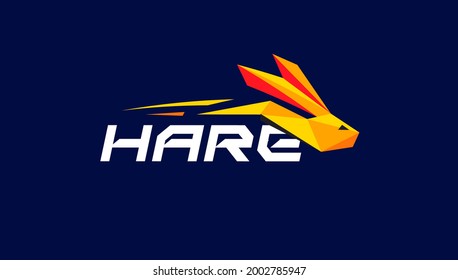 Hare logo concept geometric rabbit icon. Run Bunny vector logotype for speed race, sport, automotive and abstract dynamic style logo. Action and drive polygonal app pictogram. Vector illustration