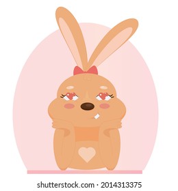 A hare in love, drawn in a vector, ready-made illustration