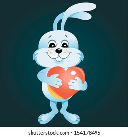 Hare in love with heart in his hands