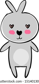 Hare in love, illustration, vector on white background.
