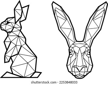 Hare made of triangles vector