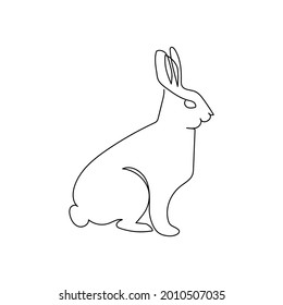 Hare one line art. Continuous line drawing of rodent, domestic animal.