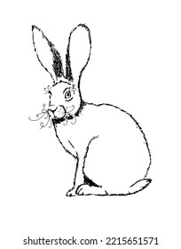 Hare outline by line. Vector illustration