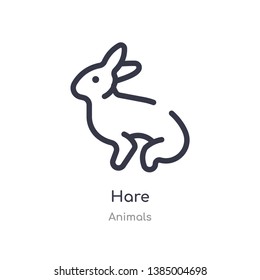 hare outline icon. isolated line vector illustration from animals collection. editable thin stroke hare icon on white background