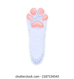 Hare paw concept. Cute and lovely rabbit foot. Good luck paw. Isolated illustration on a white background. Cartoon style. Vector illustration.