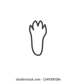 Hare paw print line icon. linear style sign for mobile concept and web design. Rabbit footprint outline vector icon. Symbol, logo illustration. Vector graphics