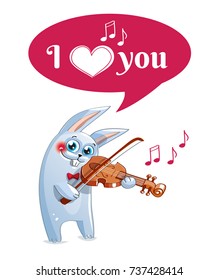 The hare plays the violin. Love