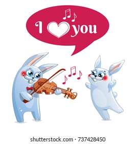 The hare plays the violin. Love