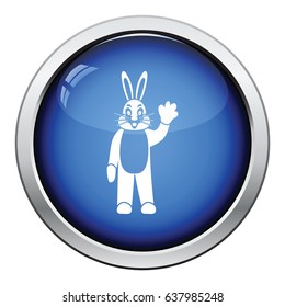 Hare puppet doll icon. Glossy button design. Vector illustration.