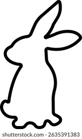 Hare rabbit bunny silhouette black icon in line. sign symbol of different shape pose rabbit bunny isolated on transparent background. design pictogram vector for apps or website