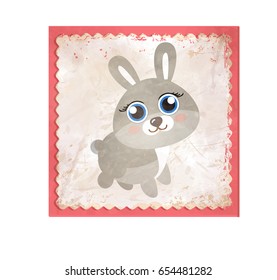 Hare or rabbit cartoon character. Grey hare flat vector. Animal illustration for zoo ad, nature concept, children book illustrating