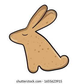 Hare and rabbit. Cookies Shaped Animal. Cartoon illustration on transparent and white backgrounds. Cozy Home.