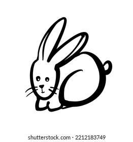 Hare. Rabbit. A hand-drawn character. Vector doodle illustration