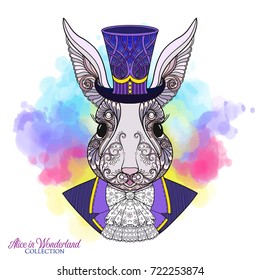 Hare or rabbit in the hat from the fairy tale Alice in Wonderla