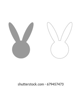 Hare or rabbit head grey set  icon .