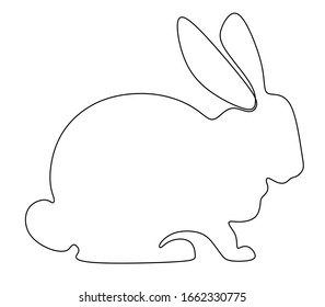Hare, rabbit in one continuous line. Vector illustration.