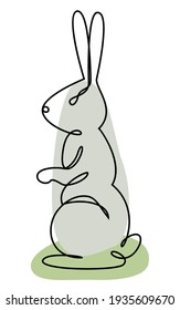 A hare, a rabbit is silhouetted. Animal in modern one line style. Solid line, outline for decor, posters, stickers, logo. Vector illustration