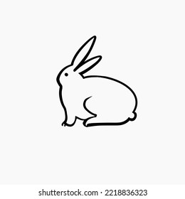 Hase, Kaninchen. Ein einfaches Symbol. Handgezeichnete Vektordoodle-Illustration.