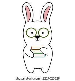 hare, rabbit symbol year 2023. Cartoon card with 2023 symbol year hare for celebration design. Cute cartoon easter illustration. Vector illustration set.