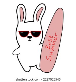 hare, rabbit symbol year 2023. Cartoon card with 2023 symbol year hare for celebration design. Cute cartoon easter illustration. Vector illustration set.