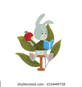 hare reads a book vector illustration