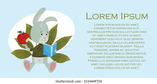 hare reads a book vector illustration