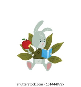 hare reads a book vector illustration