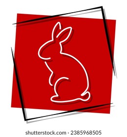 hare red banner in frame. Vector illustration.