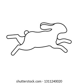 Hare run and jump in line style logo