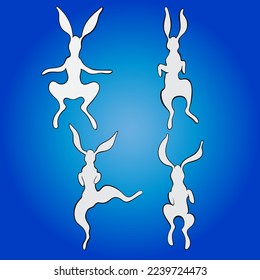 The hare is running. Vector animalistic illustration. Use printed materials, signs, objects, websites, maps, posters, flyers, packaging.