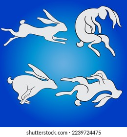 The hare is running. Vector animalistic illustration. Use printed materials, signs, objects, websites, maps, posters, flyers, packaging.