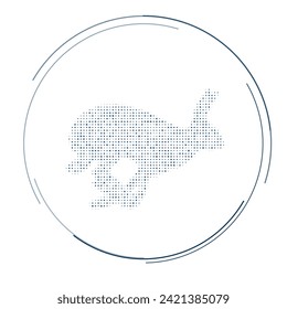 The hare runs symbol filled with dark blue dots. Pointillism style. Vector illustration on white background