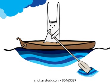 hare sailing canoe vector image