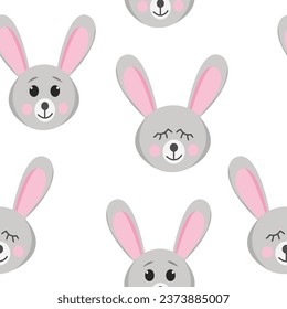 hare seamless pattern. cute animal in flat style.