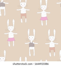 Hare Seamless pattern with a fabulous animal. Vector image.