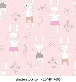 Hare Seamless pattern with a fabulous animal. Vector image.