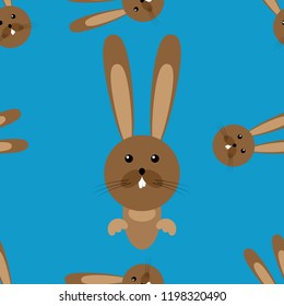 Hare seamless pattern. Vector seamless pattern rabbit, hare. Funny bunny.