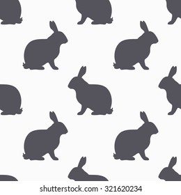 Hare silhouette seamless pattern. Rabbit meat meat. Background for craft food packaging or butcher shop design. Vector illustration