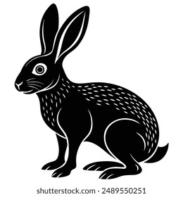 Hare silhouette set. Vector illustration black and white