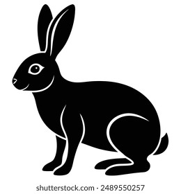 Hare silhouette set. Vector illustration black and white