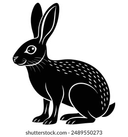 Hare silhouette set. Vector illustration black and white