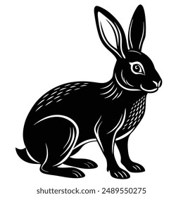 Hare silhouette set. Vector illustration black and white