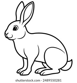 Hare silhouette set. Vector illustration black and white