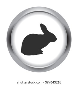 Hare silhouette  simple icon on round  background
