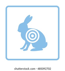 Hare silhouette with target  icon. Blue frame design. Vector illustration.